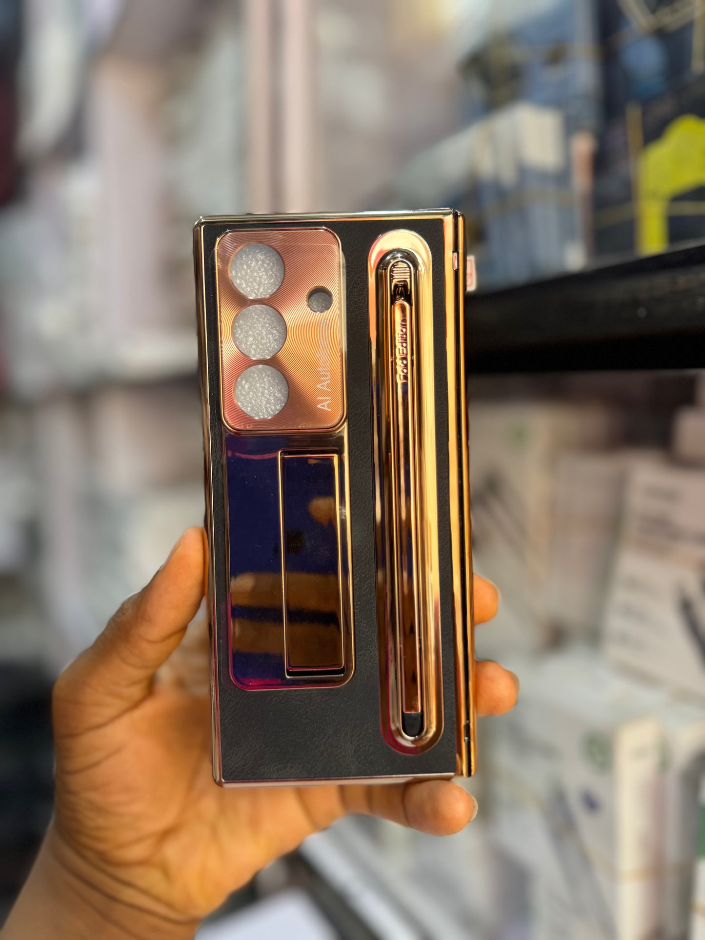 Luxury leather case with kickstand and stylus pen for Samsung galaxy z fold 7