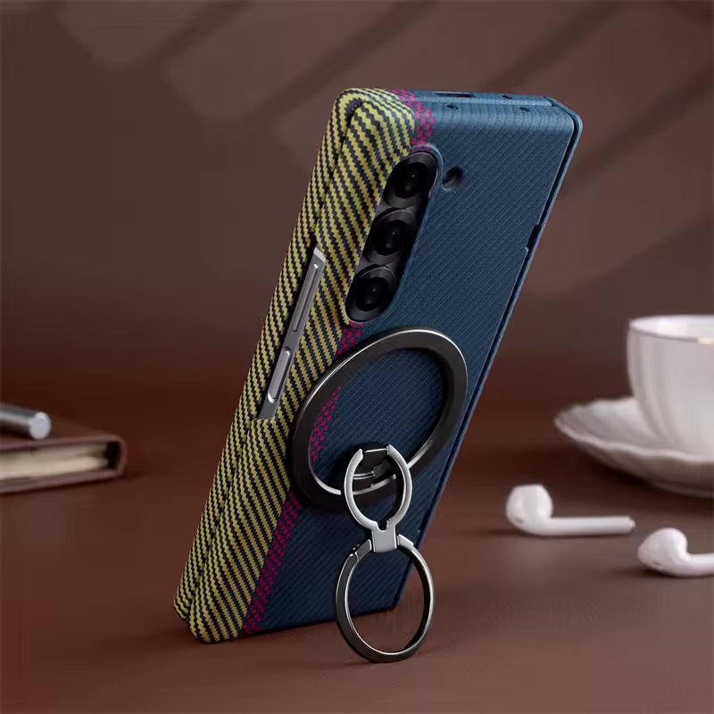 Magnetic Hinge Carbon Fiber Texture Case with 360 Full Protection Screen Glass for Samsung Galaxy Z Fold 7