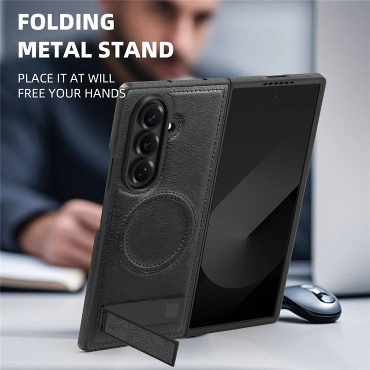 Kickstand leather MagSafe ultra slim case for Samsung galaxy z fold 7