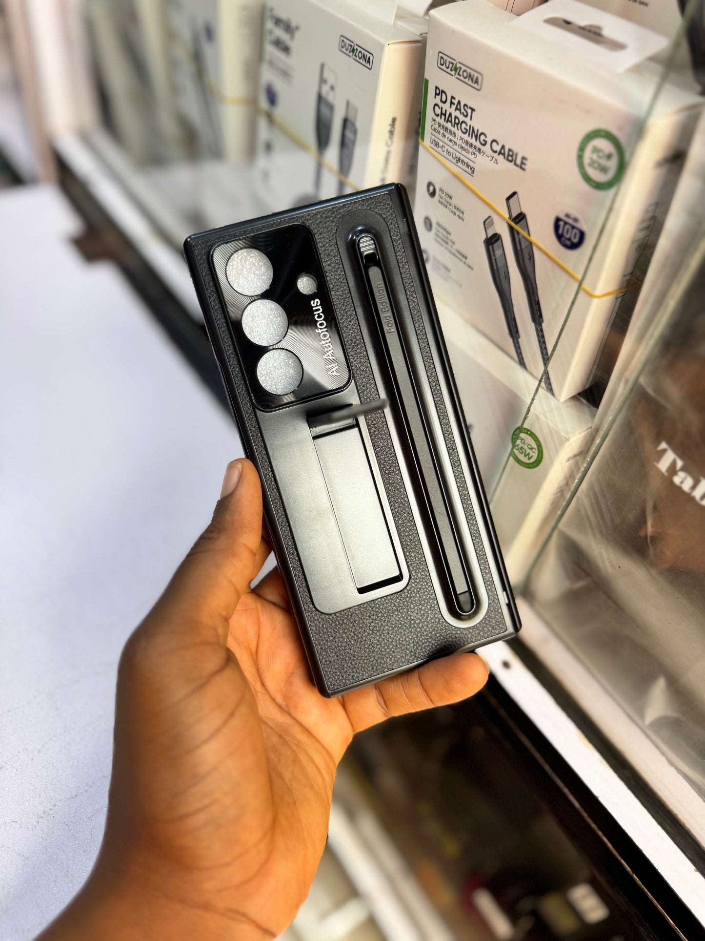 Luxury leather case with kickstand and stylus pen for Samsung galaxy z fold 7