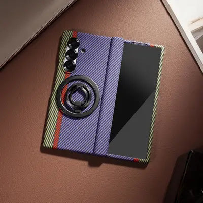 Magnetic Hinge Carbon Fiber Texture Case with 360 Full Protection Screen Glass for Samsung Galaxy Z Fold 7