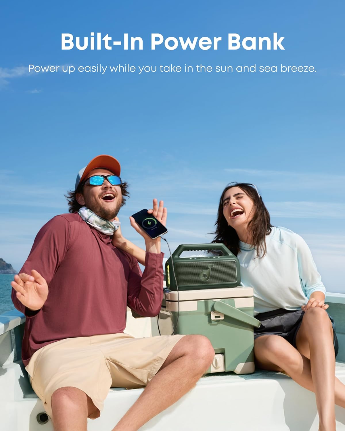 soundcore Boom 2 By Anker, Outdoor Speaker, 80W, Subwoofer, BassUp 2.0, 24H Playtime, IPX7 Waterproof, Floatable, RGB Lights, USB-C, Custom EQ, Bluetooth 5.3, Portable for Camping, Beach, and Backyard