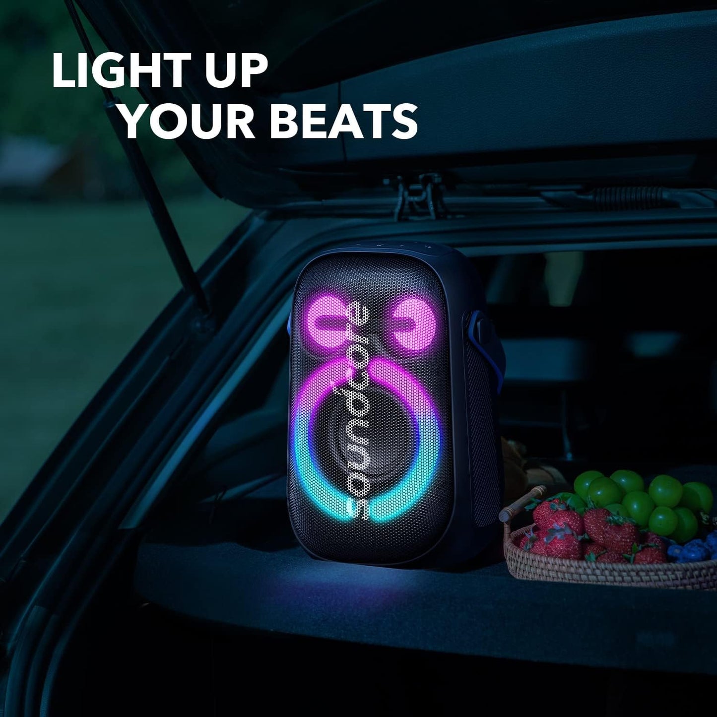 Soundcore Anker Rave Neo 2 Portable Speaker with 80W Stereo Sound, PartyCast 2.0, Light Show, IPX7 Waterproof (Floats on Water) 18H Playtime, Customizable EQ & Bass Up