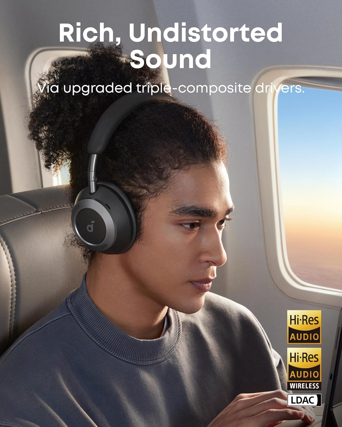 Soundcore by anker Space One Pro FlexiCurve Over-Ear Headphone, Adaptive Active Noise Cancelling Headphone