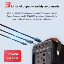 Yoobao EN200W 52800mAh PD65W Quick Charge High Capacity AC 220V 200W Portable Power Station with LED Light