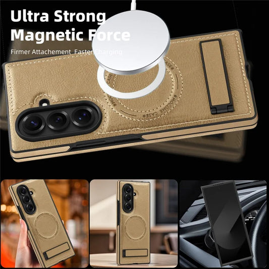Kickstand leather MagSafe ultra slim case for Samsung galaxy z fold 7