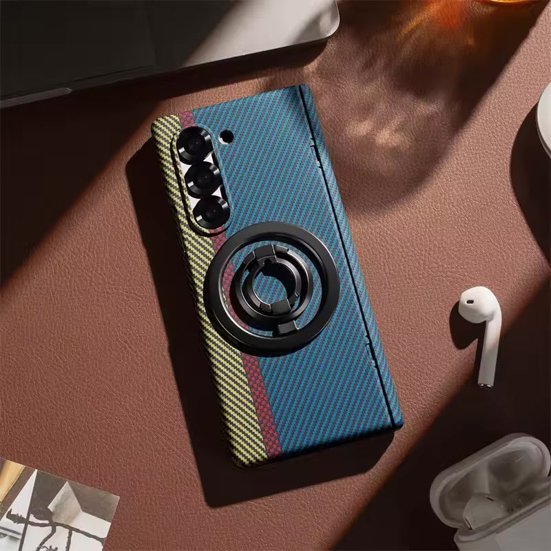 Magnetic Hinge Carbon Fiber Texture Case with 360 Full Protection Screen Glass for Samsung Galaxy Z Fold 7