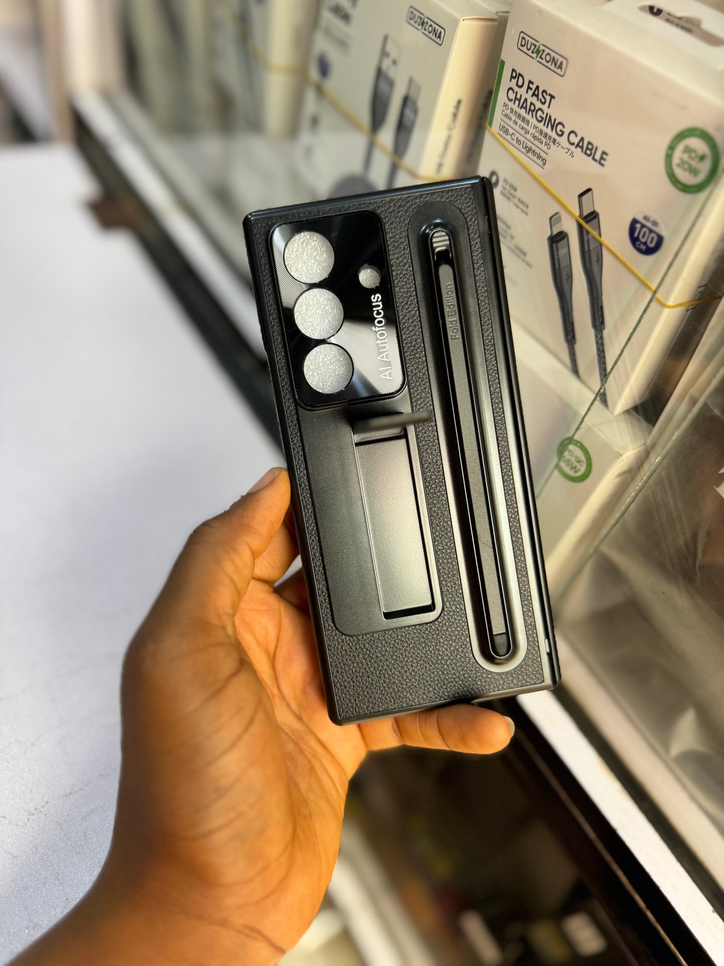 Luxury leather case with kickstand and stylus pen for Samsung galaxy z fold 7