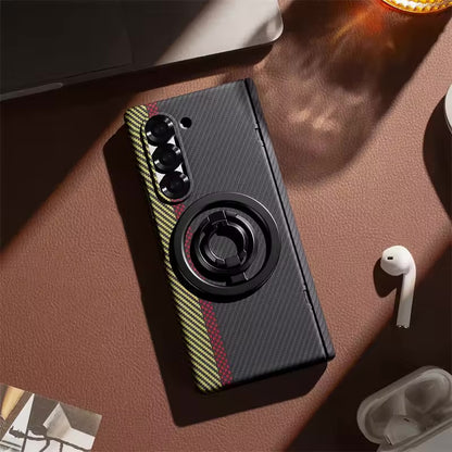 Magnetic Hinge Carbon Fiber Texture Case with 360 Full Protection Screen Glass for Samsung Galaxy Z Fold 7