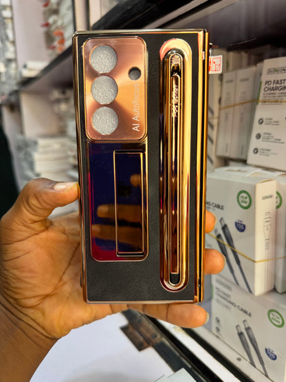Luxury leather case with kickstand and stylus pen for Samsung galaxy z fold 7