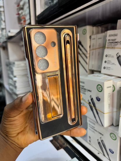 Luxury leather case with kickstand and stylus pen for Samsung galaxy z fold 7