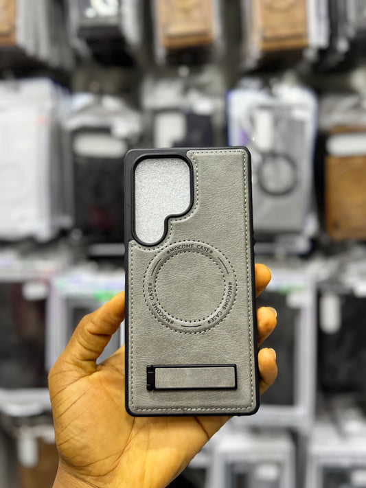 Kickstand leather MagSafe case for Samsung galaxy S25 ultra