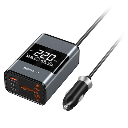 Porodo FWC067 Universal AC Car Power Inverter - Gray