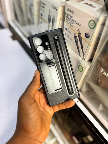 Luxury leather case with kickstand and stylus pen for Samsung galaxy z fold 7