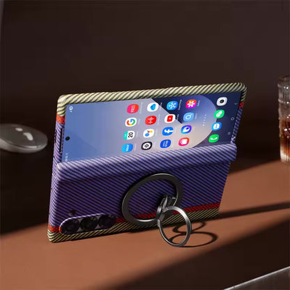 Magnetic Hinge Carbon Fiber Texture Case with 360 Full Protection Screen Glass for Samsung Galaxy Z Fold 7