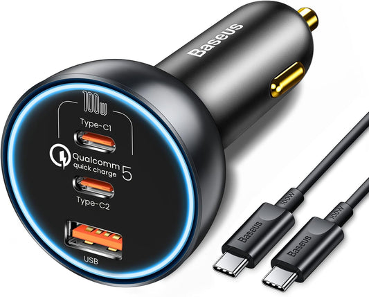 Baseus  Qualcomm 5 160W USB C Car Charger with 3 ports