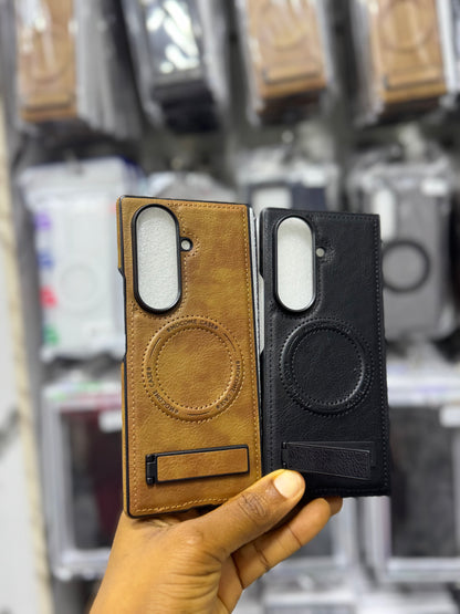 Kickstand leather MagSafe ultra slim case for Samsung galaxy z fold 7