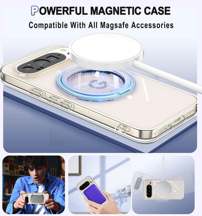 crystal clear MagSafe Built in 360° Rotatable Ring Stand Slim Shockproof Protective Phone Case for Pixel 10 & 10 Pro