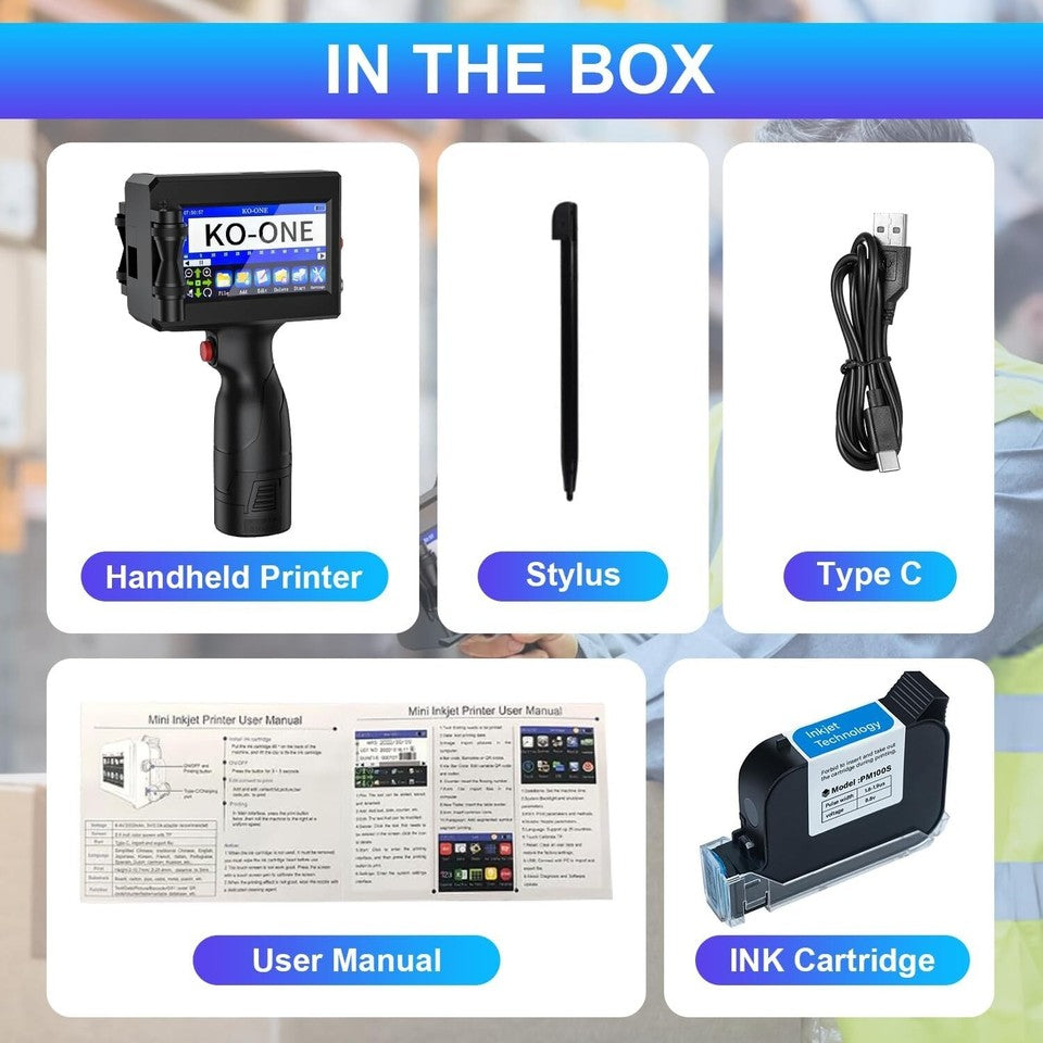 intelligent Portable Inkjet Printer for barcode, label, logo, qr, date