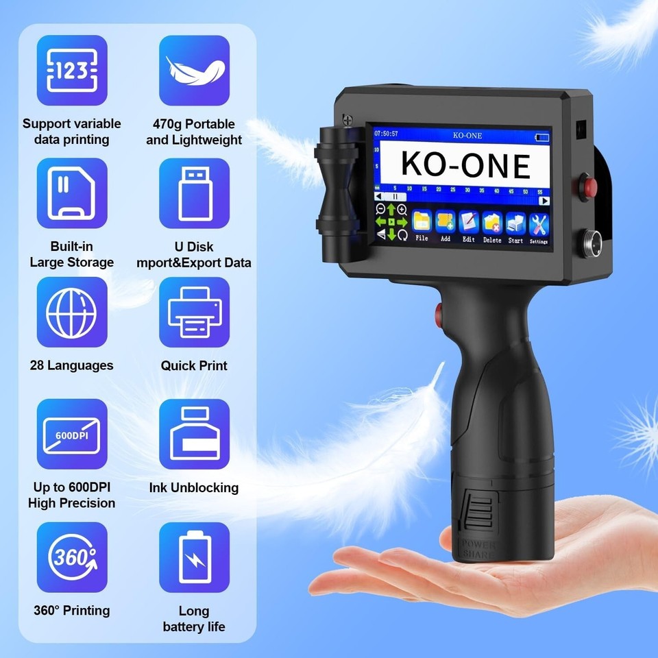 intelligent Portable Inkjet Printer for barcode, label, logo, qr, date