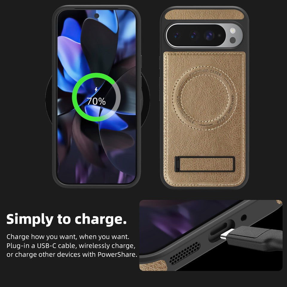Leather Magnetic Shockproof Stand magsafe Phone Case For Google Pixel 10 / 10 pro