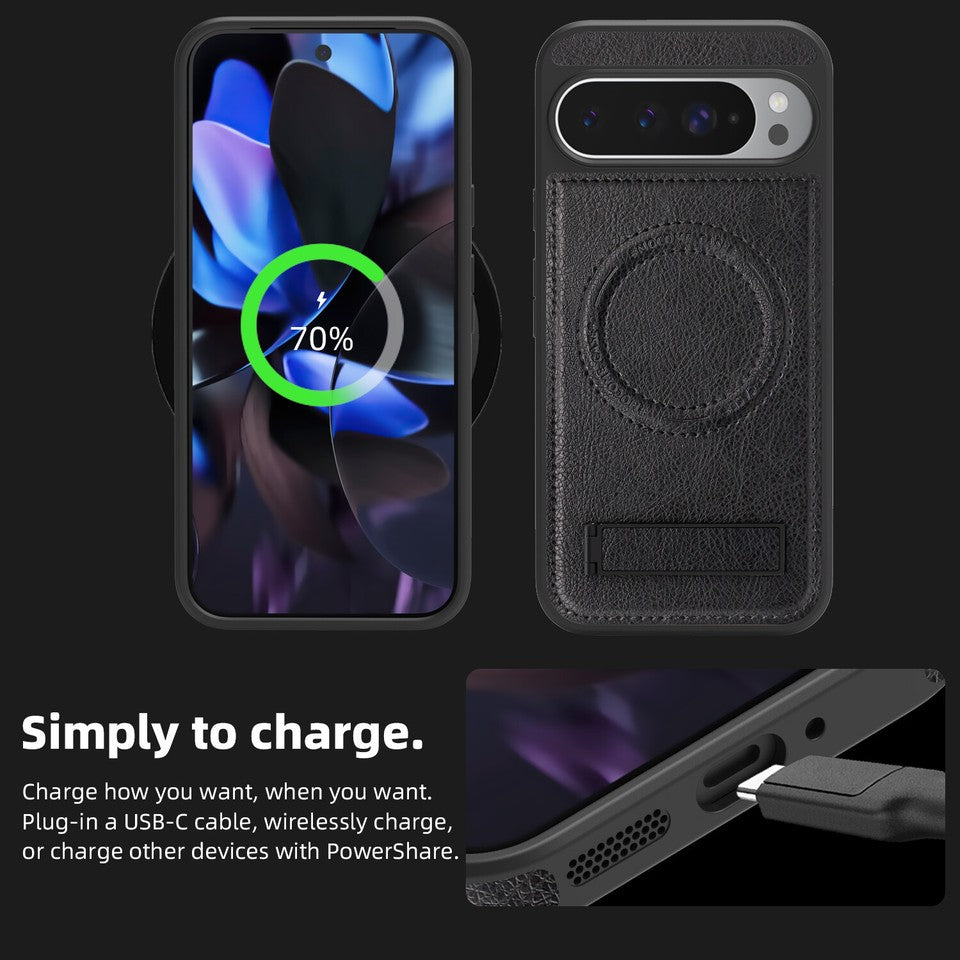 Leather Magnetic Shockproof Stand magsafe Phone Case For Google Pixel 10 / 10 pro
