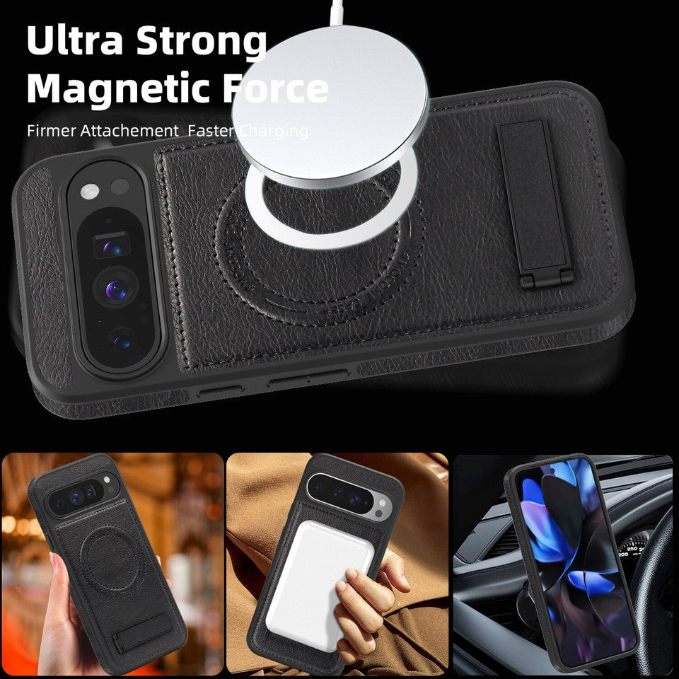 Leather Magnetic Shockproof Stand magsafe Phone Case For Google Pixel 10 / 10 pro