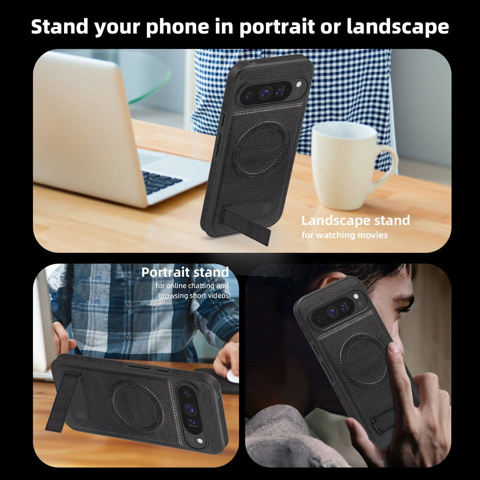 Leather Magnetic Shockproof Stand magsafe Phone Case For Google Pixel 10 / 10 pro