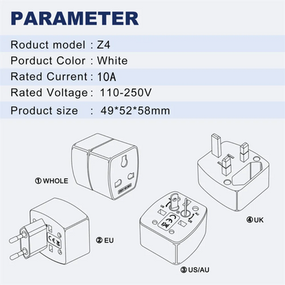 LDNIO Z4 Multi Plug Adapter International Power Travel Adaptor Plug for UK US EU Universal Plug